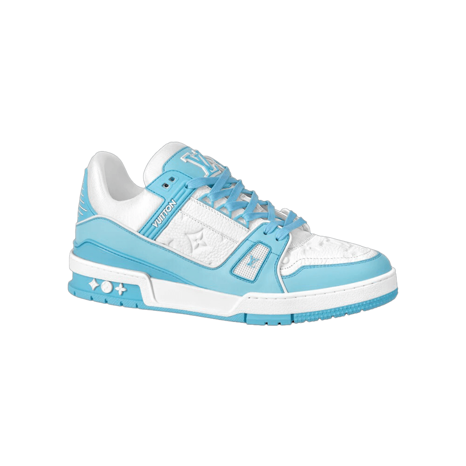 louis vuitton trainer low white sky blue